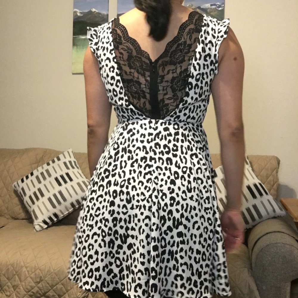 White leopard print dress